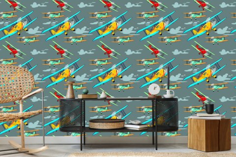 Tapeta Kolorowe Samoloty Retro