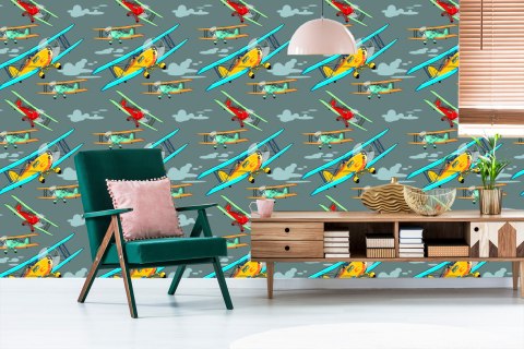 Tapeta Kolorowe Samoloty Retro