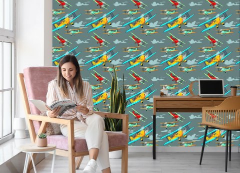 Tapeta Kolorowe Samoloty Retro