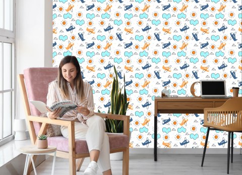 Tapeta Minimalistyczne Bajkowe Samoloty
