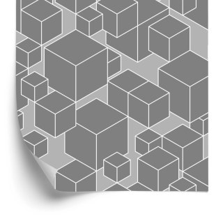 Tapeta Geometryczna - Sześciany W Odcieniach Szarości