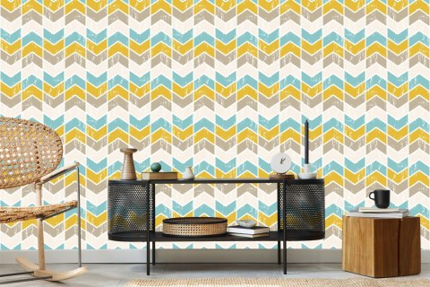 Tapeta Kolorowe Wzory Geometryczne Retro