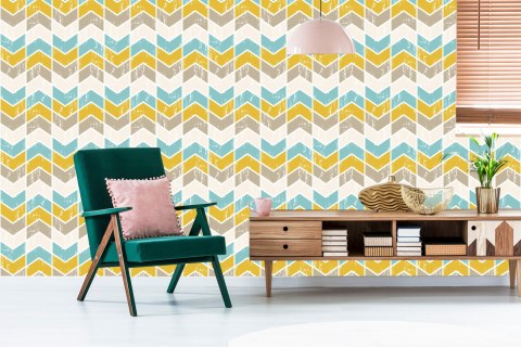 Tapeta Kolorowe Wzory Geometryczne Retro
