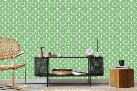 Tapeta Retro - Geometryczne Liście Dekoracyjne