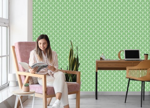 Tapeta Retro - Geometryczne Liście Dekoracyjne