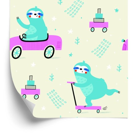 Tapeta Dla Dzieci, Leniwce W Stylu Skandynawskim Tapeta Dla Dzieci, Leniwce W Stylu Skandynawskim