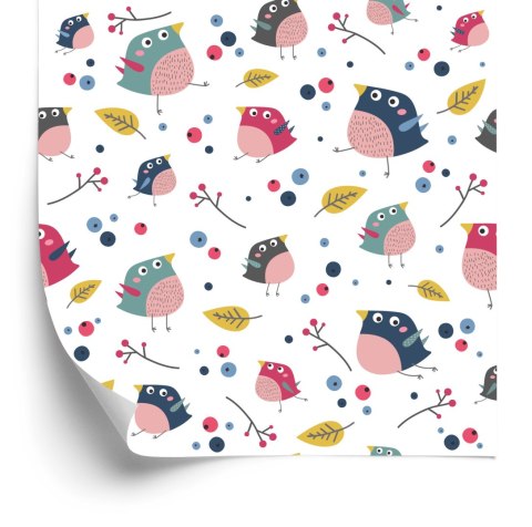 Tapeta Dla Dzieci - Kolorowe Ptaki I Leśne Rośliny