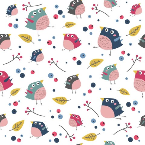 Tapeta Dla Dzieci - Kolorowe Ptaki I Leśne Rośliny