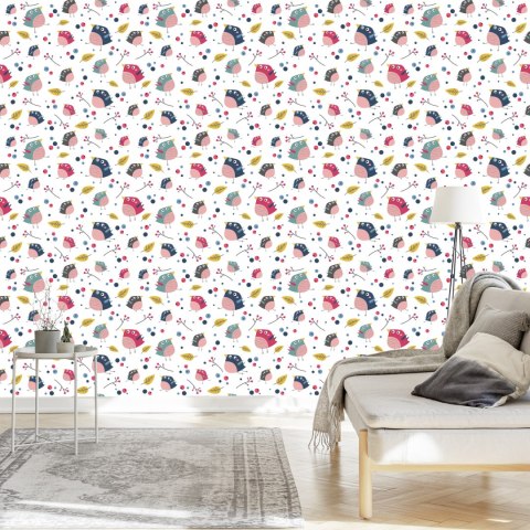 Tapeta Dla Dzieci - Kolorowe Ptaki I Leśne Rośliny