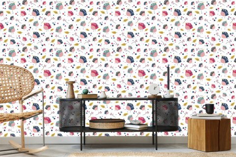 Tapeta Dla Dzieci - Kolorowe Ptaki I Leśne Rośliny