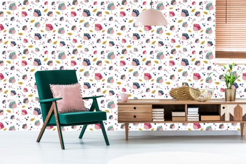 Tapeta Dla Dzieci - Kolorowe Ptaki I Leśne Rośliny