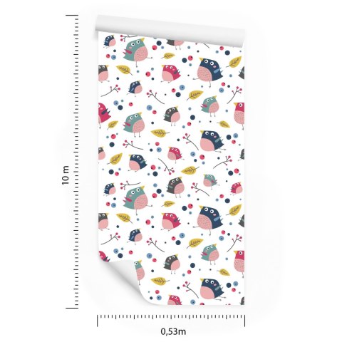 Tapeta Dla Dzieci - Kolorowe Ptaki I Leśne Rośliny