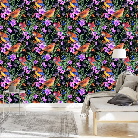 Tapeta - Piękne Kolorowe Ptaki I Motyle