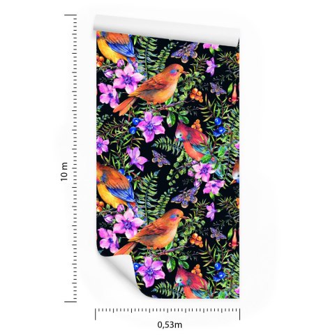 Tapeta - Piękne Kolorowe Ptaki I Motyle