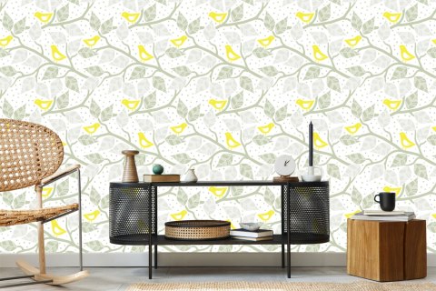 Tapeta - Ptaki, Liście I Gałęzie