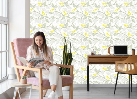 Tapeta - Ptaki, Liście I Gałęzie