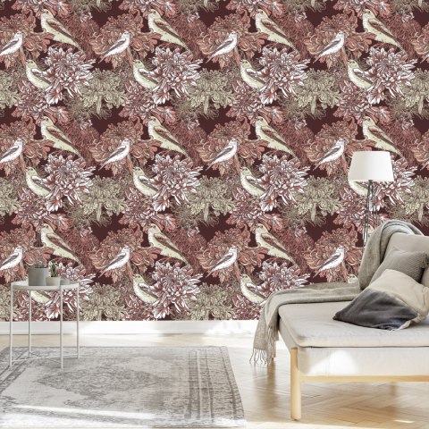 Tapeta - Ptaki Wśród Kwiatów