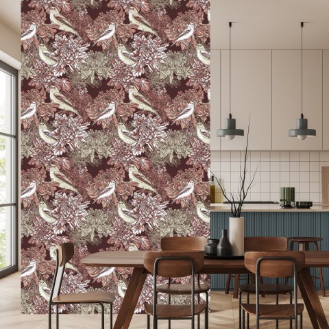 Tapeta - Ptaki Wśród Kwiatów