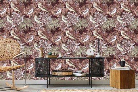 Tapeta - Ptaki Wśród Kwiatów