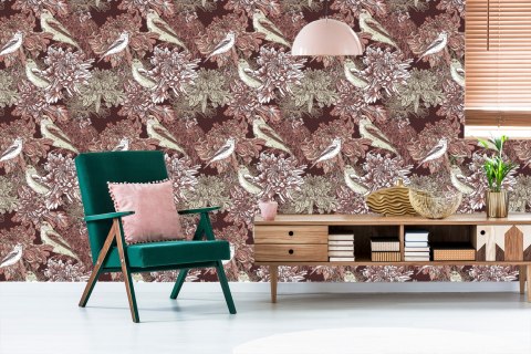 Tapeta - Ptaki Wśród Kwiatów