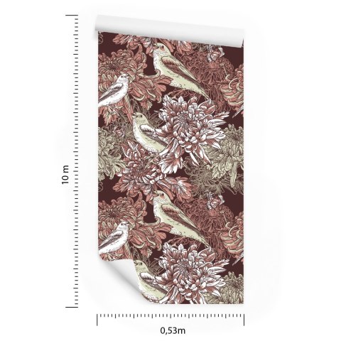 Tapeta - Ptaki Wśród Kwiatów