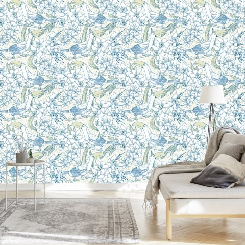 Tapeta - Tukany I Kwiaty