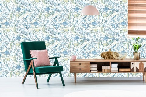 Tapeta - Tukany I Kwiaty