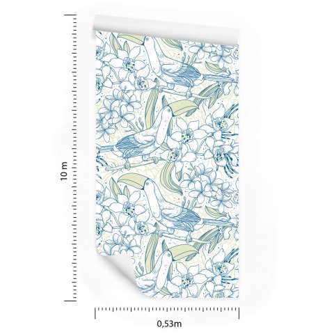 Tapeta - Tukany I Kwiaty