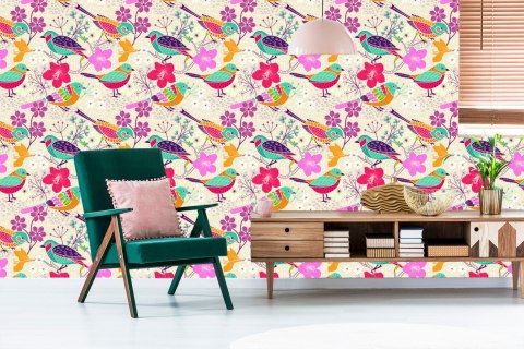 Tapeta - Wielobarwne Ptaki