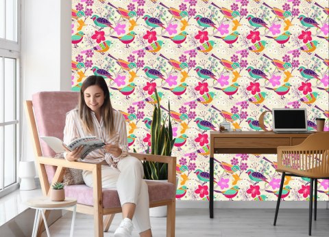 Tapeta - Wielobarwne Ptaki