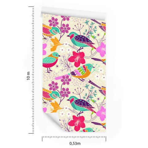 Tapeta - Wielobarwne Ptaki
