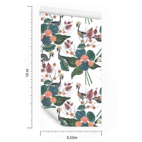 Tapeta - Żurawie Pośród Kwiatów