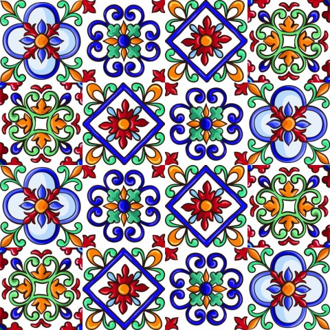 Tapeta Do Kuchni, Jadalni Kolorowa Mozaika, Wzory