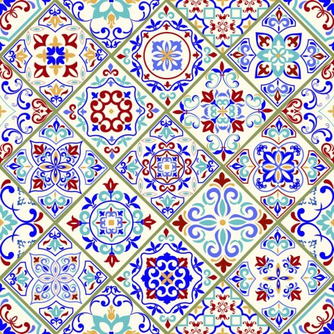 Tapeta Kafelki, Kolorowa Mozaika, Jadalnia