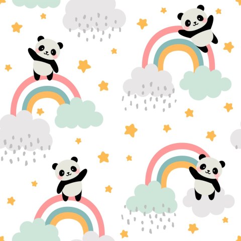 Tapeta Pandy Z Tęczą