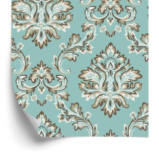 Tapeta Turkusowa - Ornament W Stylu Barokowym