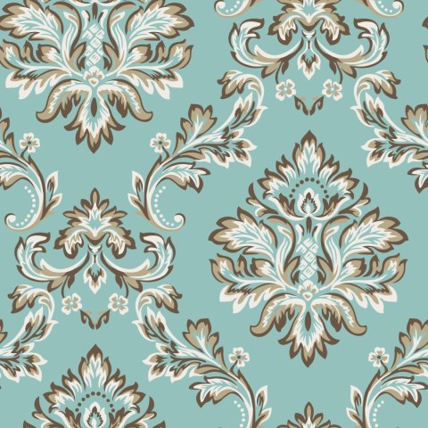Tapeta Turkusowa - Ornament W Stylu Barokowym