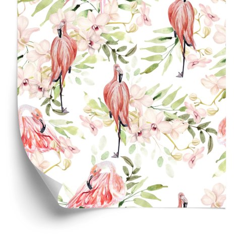 Tapeta Z Flamingami, Kwiaty, Liście, Do Sypialni Tapeta Z Flamingami, Kwiaty, Liście, Do Sypialni