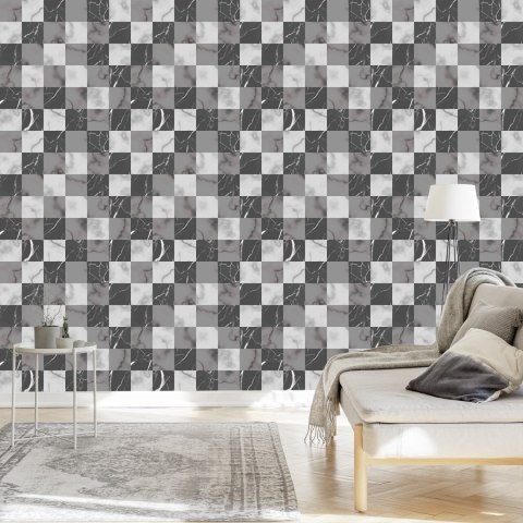 Tapeta Modernistyczna Szara Krata Na Wzór Marmuru Tapeta Modernistyczna Szara Krata Na Wzór Marmuru