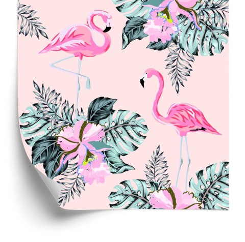 Tapeta Flamingi I Liście