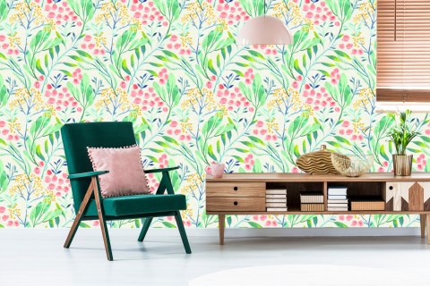 Tapeta Pastelowe Rośliny W Stylu Retro