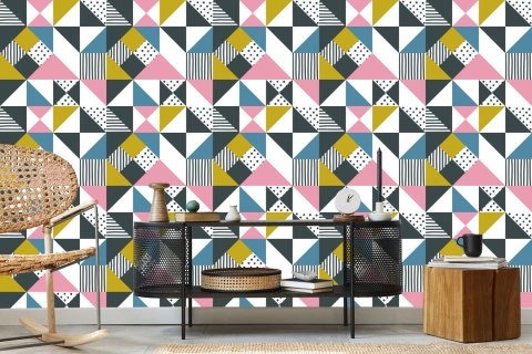 Tapeta Geometryczna - Kolorowe Trójkąty