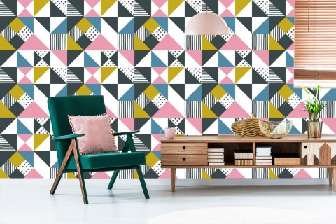 Tapeta Geometryczna - Kolorowe Trójkąty