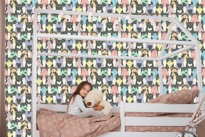 Tapeta Dla Dzieci - Zabawne Kotki - Styl Skandynawski Tapeta Dla Dzieci - Zabawne Kotki - Styl Skandynawski