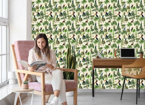 Tapeta Egzotyczne Ptaki I Rośliny W Stylu Vintage Tapeta Egzotyczne Ptaki I Rośliny W Stylu Vintage