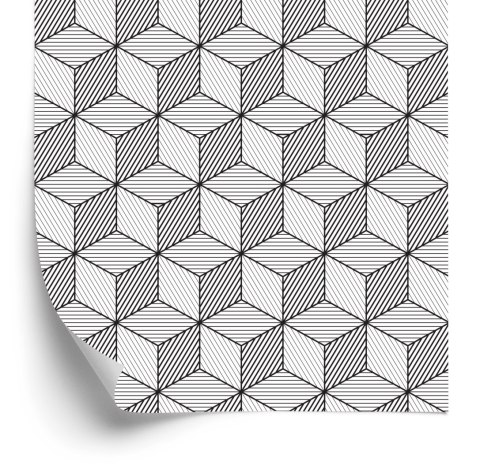 Tapeta Geometryczna-Czarno-Białe Sześciany