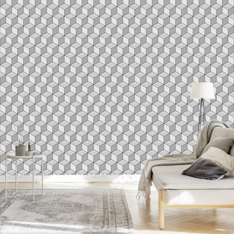 Tapeta Geometryczna-Czarno-Białe Sześciany