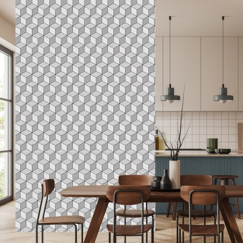Tapeta Geometryczna-Czarno-Białe Sześciany
