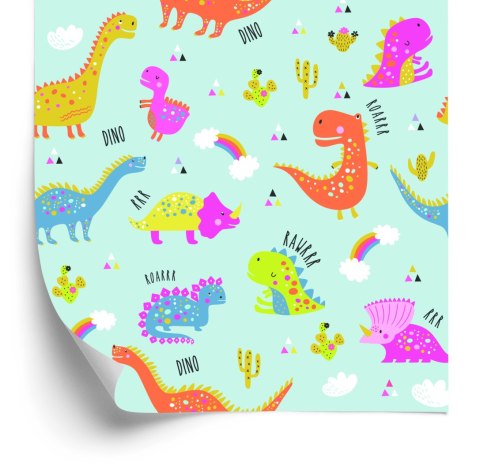 Tapeta Dla Dzieci Kolorowe Dinozaury Kaktusy Tęcza Tapeta Dla Dzieci Kolorowe Dinozaury Kaktusy Tęcza