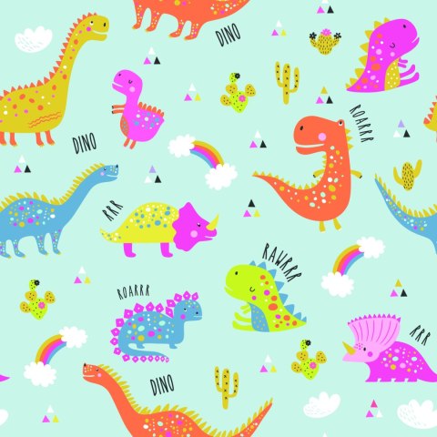 Tapeta Dla Dzieci Kolorowe Dinozaury Kaktusy Tęcza Tapeta Dla Dzieci Kolorowe Dinozaury Kaktusy Tęcza